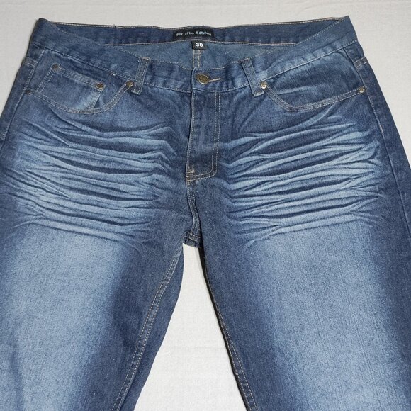For Him London jeans men's sz 38 stone washed ink blue colour Slim Straight Fit - Picture 2 of 12